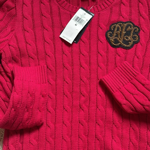 Ralph Lauren red cable knit sweater, NWT - Picture 5 of 9